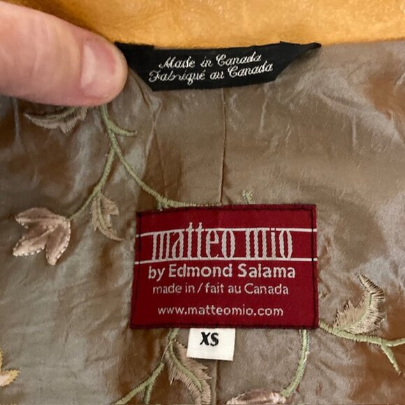 Matteo Mio by Edmond Salama XS 3/4 length YELLOW LEATHER coat excellent RARE - Picture 3 of 8